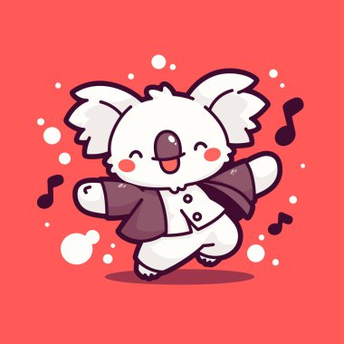 Sevimli çizgi film panda müzikle oynuyor