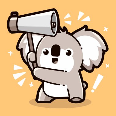 Konuşma baloncuklu şirin hayvan koalası.