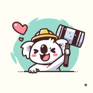 Koalanın yürekli kawaii karakteri.