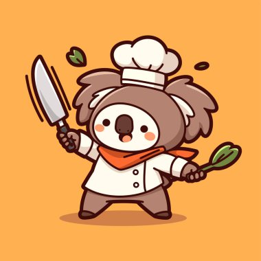 Sevimli çizgi film ayısı şef maskot vektörü