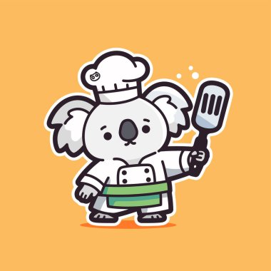 Vektör çizimi. Aşçılığın çizgi film karakteri