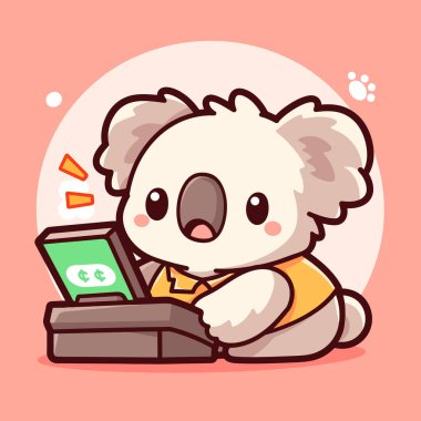 Ofisteki sevimli çizgi film hayvanı, vektör çizimi