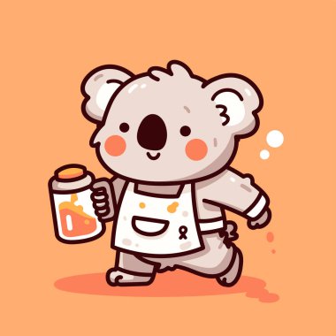 Vektör çizimi. Çay ve kahve fincanındaki sevimli çizgi film ayısı.