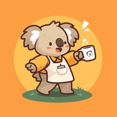 Koala 'nın sevimli çizgi film karakteri. vektör illüstrasyonu.