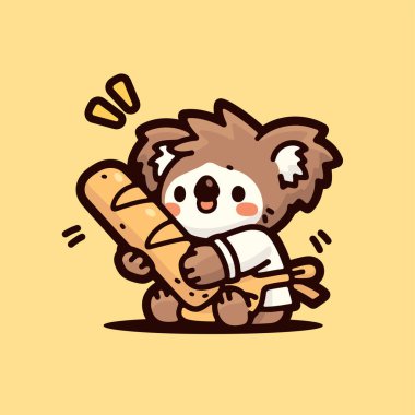 Bir parça ekmek tutan sevimli kunduzun vektör çizimi