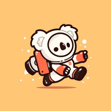 Büyük kırmızı top çizimi olan sevimli çizgi film pandası.