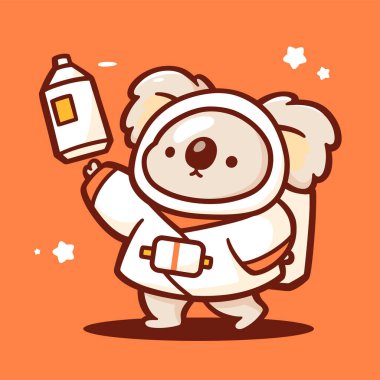 Elinde bir şişe su ve bir şişe hap tutan sevimli bir panda.