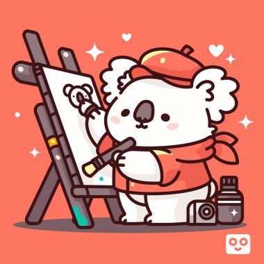 Fırçalı sevimli çizgi film ayısı.