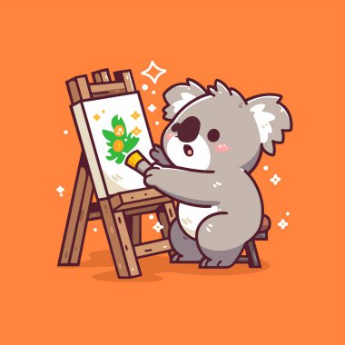 Fırça, illüstrasyon, vektör ile sevimli ayı