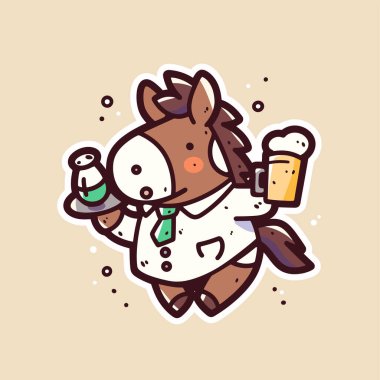 komik karikatür at. vektör çizim.