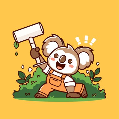 Şirin panda çizgi film maskotunun vektör çizimi