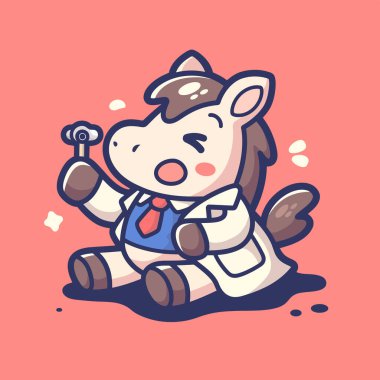 Bir fincan kahve ve bir kupa sütle takım elbiseli şirin bir köpek. vektör karikatür karakteri beyaz arkaplanda izole edildi.