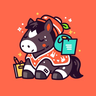 Hediyesi olan şirin bir bebek. Çocuklar için vektör illüstrasyonu.