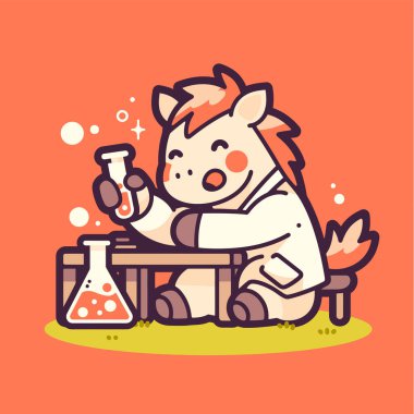 Tatlı çizgi film köpeği süt içiyor ve bir şişe yiyor.