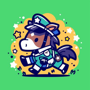 At süren şirin çizgi film atı. vektör illüstrasyonu.