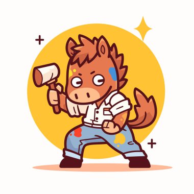 Köpek kostümü giymiş komik çizgi film çocuğu. Vektör. beyaz arkaplanda izole edilmiş.