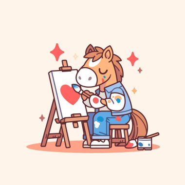 Şövalede fırçayla resim yapan sanatçı