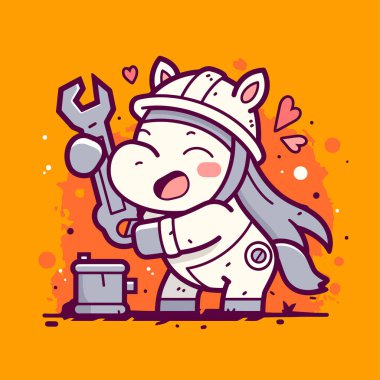 Şirin küçük robot maskot vektör çizimi