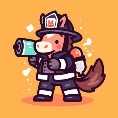 Kasklı sevimli bir itfaiyeci.