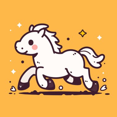 Yıldızlı şirin at ve tek boynuzlu at vektör çizimi