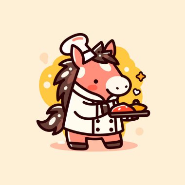 Sevimli küçük şef karakteri. vektör karikatür çizimi.