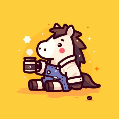 Şirin küçük köpek kahve içiyor..