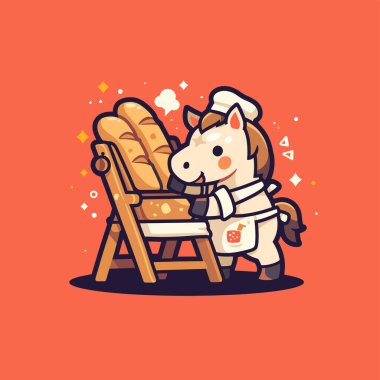 Köpeği ve ekmeği olan sevimli bir çizgi film karakteri. vektör illüstrasyonu.