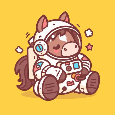 Roketli takım elbiseli şirin astronot.