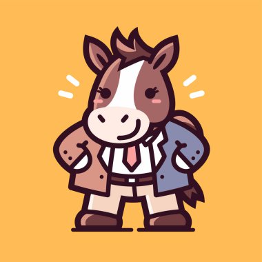 şirin çizgi film eşek maskotu karakter vektör çizimi