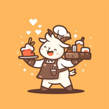 Köpeği ve kahve fincanı olan tatlı bir çizgi film karakteri. Vektör çizimi. koyu bir arkaplanda izole edilmiş.