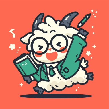 Kitapla gülümseyen sevimli koyunlar.