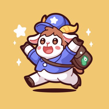 Şapkalı küçük bir tavşan ve yıldızlı bir çizgi film.