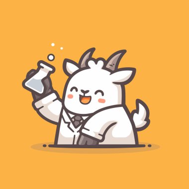 Şırıngalı bir bilim adamı karakteri. vektör düz tasarım çizimi.