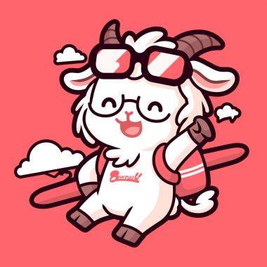 Sevimli keçi çizgi film karakter vektör tasarımı.