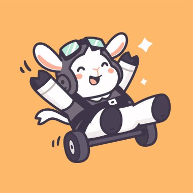 Sevimli küçük pilot pilot pilot pilot uçağıyla uçuyor.