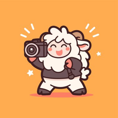 şirin koyun karakteri vektör düz illüstrasyon