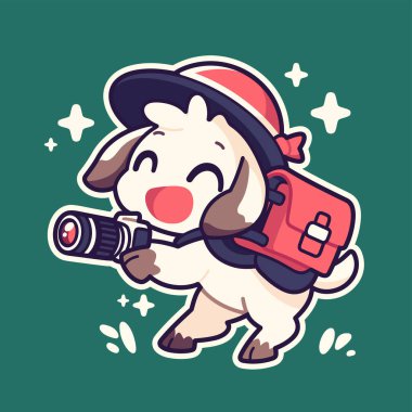 Sırt çantalı şirin köpek.