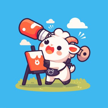 Bira şişesi tutan panda karakteri.