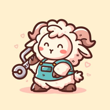 Koyunlu şirin bir koyun. vektör karikatürü. hayvan karakteri