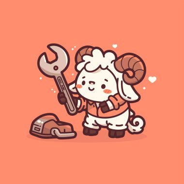 Şapkalı ve çekiçli sevimli keçi