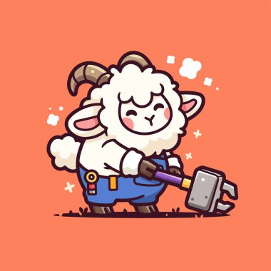 Mutlu koyun çizgi film karakteri. vektör illüstrasyonu.