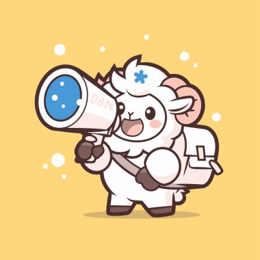 çizgi film hayvan karakteri koyun büyüteçle.