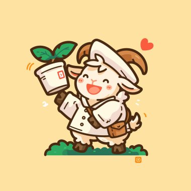 Şirin inek çizgi film vektör çizimi