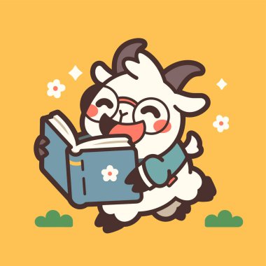 Ormandaki sevimli keçi illüstrasyonunda