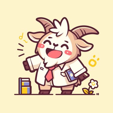 sevimli keçi karakter vektörü