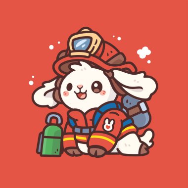 Çizgi film tarzında ateşli şirin bir tavşan..