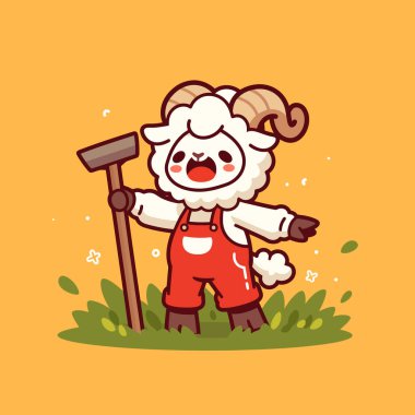 Şirin koyun vektör illüstrasyonu.