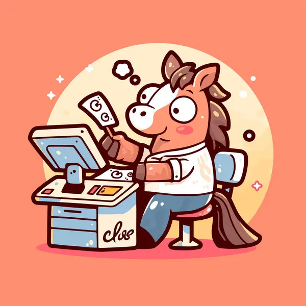 Bilgisayarla çalışan, hesap makinesi ve kalemle masada oturan küçük tatlı bir kızın çizgi film karakteri..