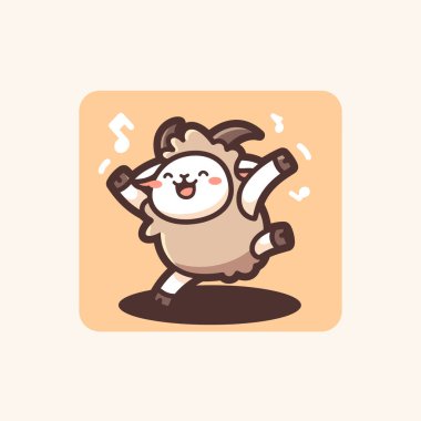 Çizgi film tarzı mutlu dans müziğinin çizgi film karakteri vektör sanatı çizimi.