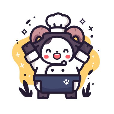 Şirin kedi şefi maskot tasarımı